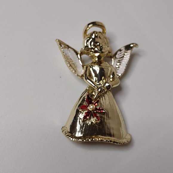 Angel With Red Flower Brooch - Picture 5 of 7